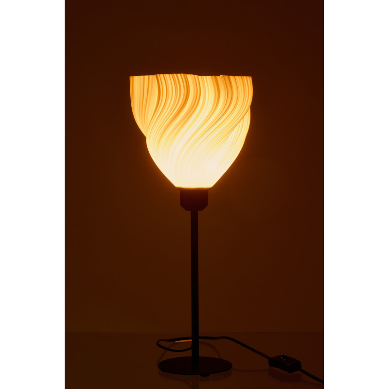 Grande Lampe à poser design Fleur H 47 cm Plastique Blanc Métal Noir Tulinea 