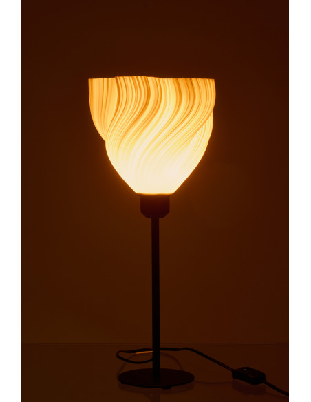 Grande Lampe à poser design Fleur H 47 cm Plastique Blanc Métal Noir Tulinea 