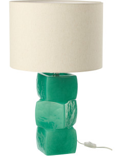 Grande Lampe à poser design 3 glaçons H 62 cm Verre Vert Lin Beige Kori 
