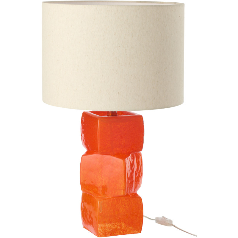 Grande Lampe à poser design 3 glaçons H 62 cm Verre Orange Lin Beige Kori 