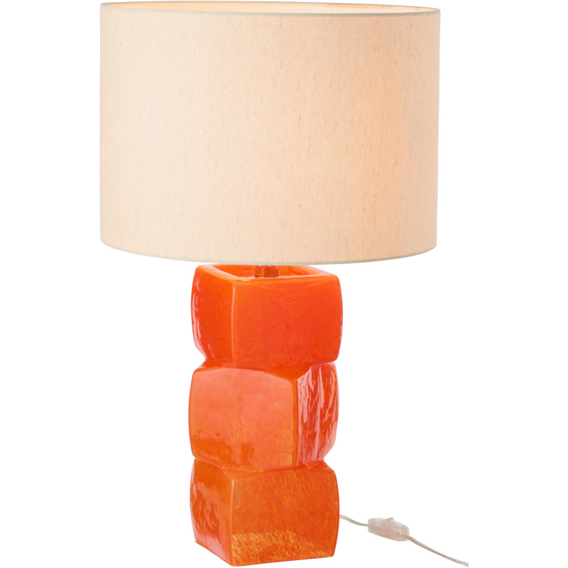 Grande Lampe à poser design 3 glaçons H 62 cm Verre Orange Lin Beige Kori 