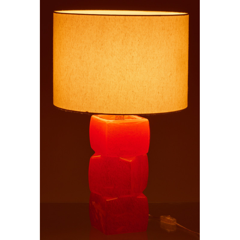 Grande Lampe à poser design 3 glaçons H 62 cm Verre Orange Lin Beige Kori 