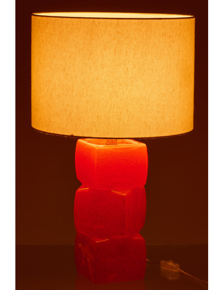 Grande Lampe à poser design 3 glaçons H 62 cm Verre Orange Lin Beige Kori 