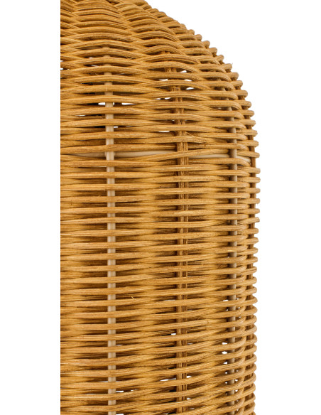 Grande Lampe à poser Cylindre bord de mer chic H 66 cm Rotin Naturel Tressé Tissu Blanc écru Rotyra 