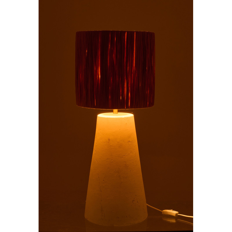 Grande Lampe à poser bohème chic H 65 cm Céramique Blanc Rotin synthétique Naturel Tressé Bohelia 