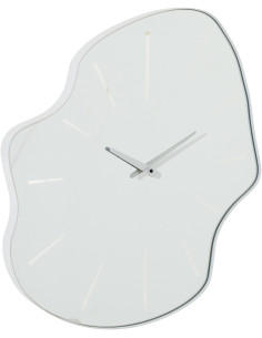 Grande Horloge murale design Organique H 64 cm Verre Métal Blanc Ondia 