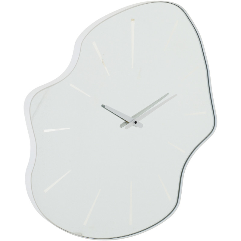 Grande Horloge murale design Organique H 64 cm Verre Métal Blanc Ondia 