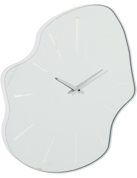 Grande Horloge murale design Organique H 64 cm Verre Métal Blanc Ondia 