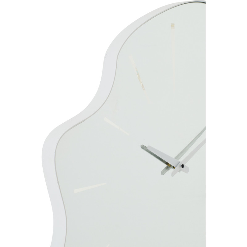 Grande Horloge murale design Organique H 64 cm Verre Métal Blanc Ondia 