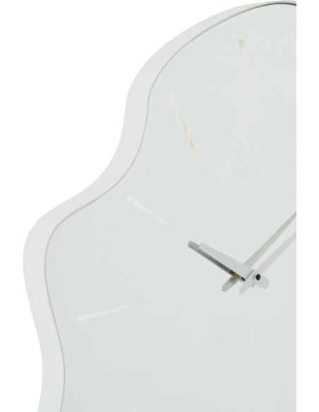 Grande Horloge murale design Organique H 64 cm Verre Métal Blanc Ondia 