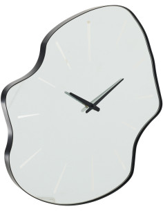 Grande Horloge murale design Organique H 64 cm Verre Blanc Métal Noir Ondia 