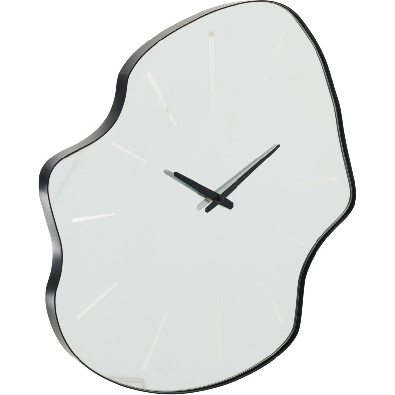 Grande Horloge murale design Organique H 64 cm Verre Blanc Métal Noir Ondia 