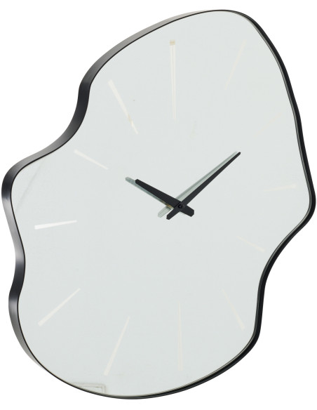 Grande Horloge murale design Organique H 64 cm Verre Blanc Métal Noir Ondia 