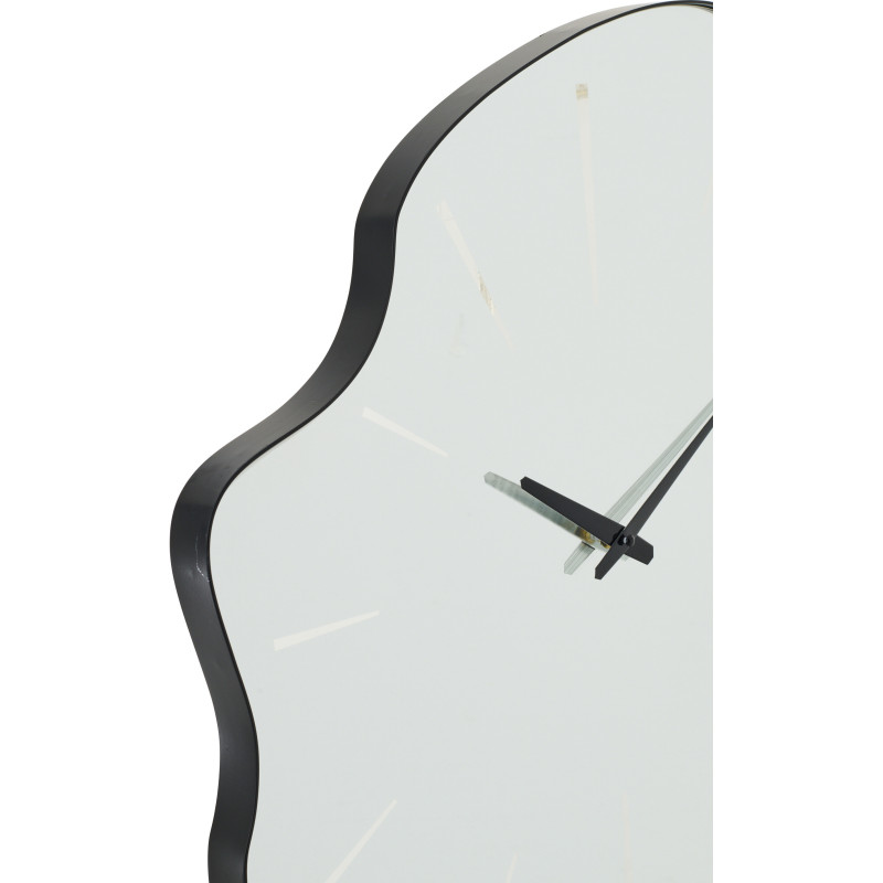 Grande Horloge murale design Organique H 64 cm Verre Blanc Métal Noir Ondia 