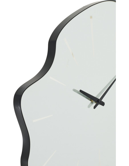 Grande Horloge murale design Organique H 64 cm Verre Blanc Métal Noir Ondia 