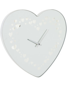 Grande Horloge murale design Coeur H 60 cm Verre Métal Blanc Lovelina 