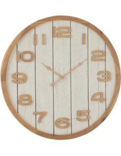 Grande Horloge murale bord de mer Ronde 60 cm Bois Bois MDF Naturel Blanc Casania 