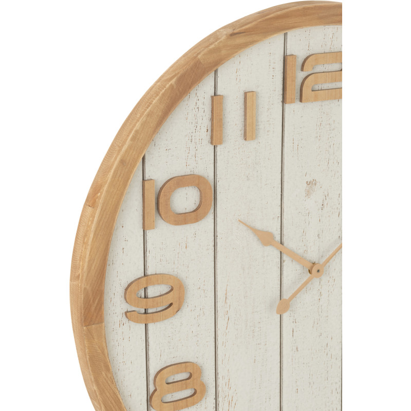Grande Horloge murale bord de mer Ronde 60 cm Bois Bois MDF Naturel Blanc Casania 