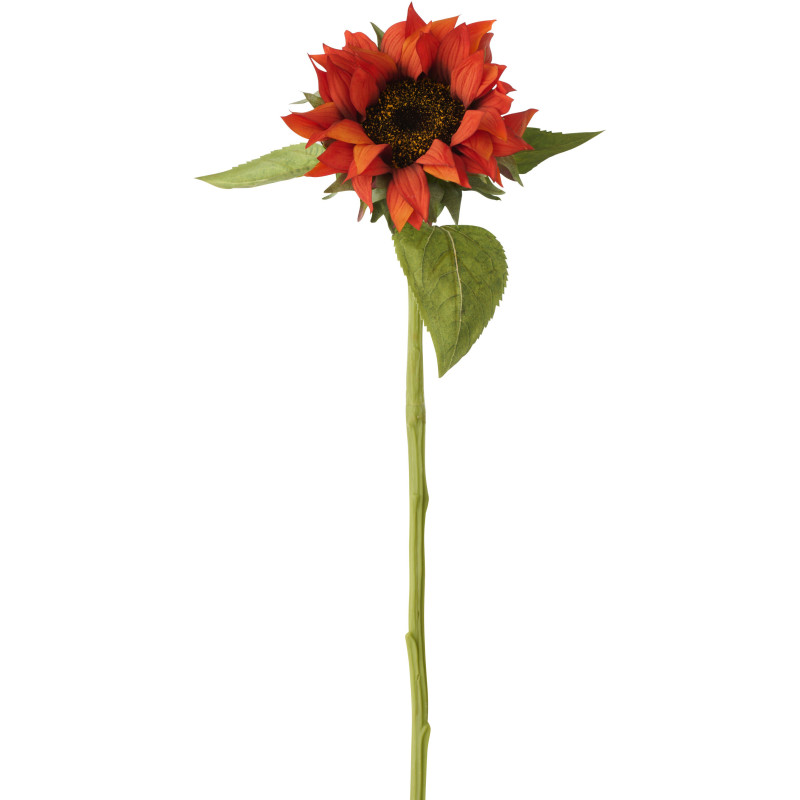 Grande Fleur artificielle réaliste Tournesol H 70 cm Tissu Terracotta Vert 
