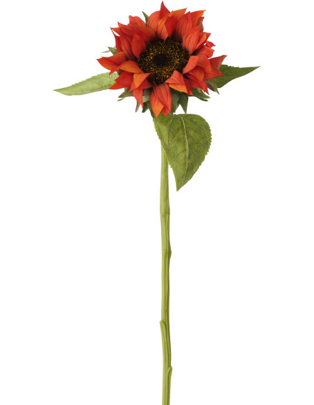 Grande Fleur artificielle réaliste Tournesol H 70 cm Tissu Terracotta Vert 