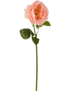 Grande Fleur artificielle réaliste Rose H 68 cm Tissu Rose saumon Vert 