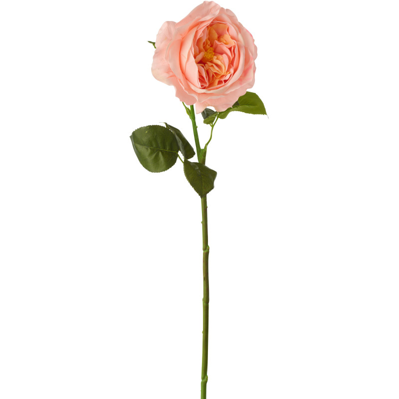 Grande Fleur artificielle réaliste Rose H 68 cm Tissu Rose saumon Vert 