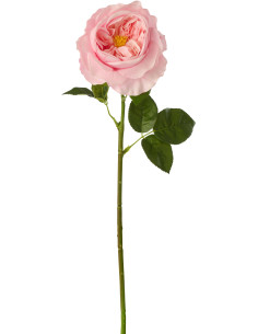 Grande Fleur artificielle réaliste Rose H 68 cm Tissu Rose clair Vert 