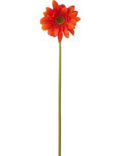 Grande Fleur artificielle réaliste Gerbera H 65 cm Tissu Orange Vert 