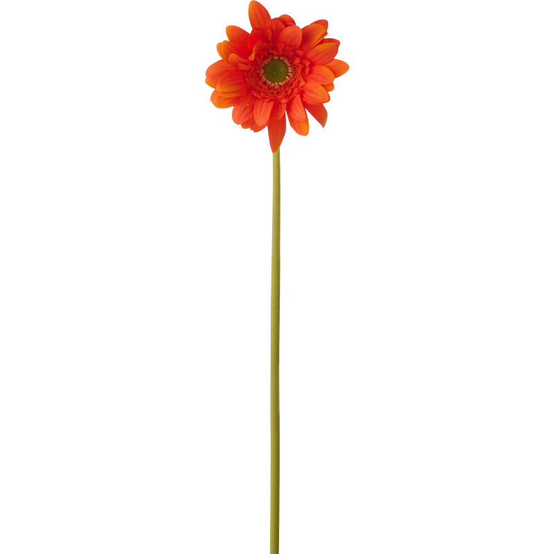 Grande Fleur artificielle réaliste Gerbera H 65 cm Tissu Orange Vert 