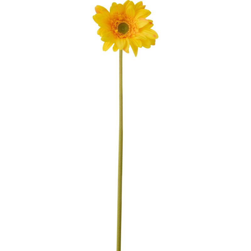 Grande Fleur artificielle réaliste Gerbera H 65 cm Tissu Jaune Vert 