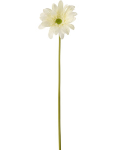 Grande Fleur artificielle réaliste Gerbera H 65 cm Tissu Blanc Vert 