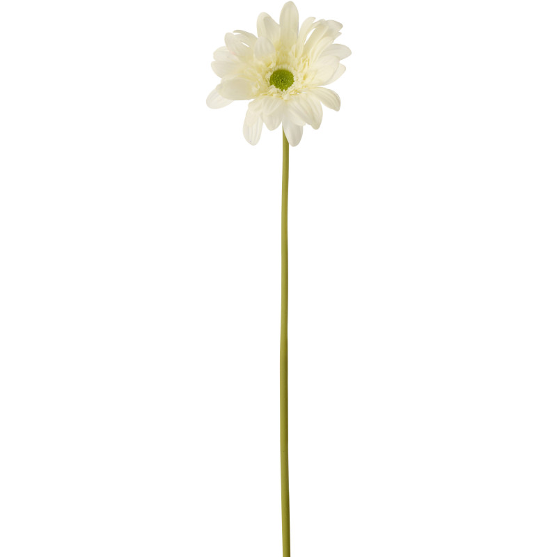 Grande Fleur artificielle réaliste Gerbera H 65 cm Tissu Blanc Vert 