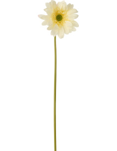 Grande Fleur artificielle réaliste Gerbera H 65 cm Tissu Blanc écru Vert 