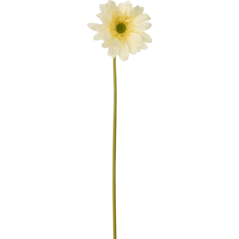 Grande Fleur artificielle réaliste Gerbera H 65 cm Tissu Blanc écru Vert 