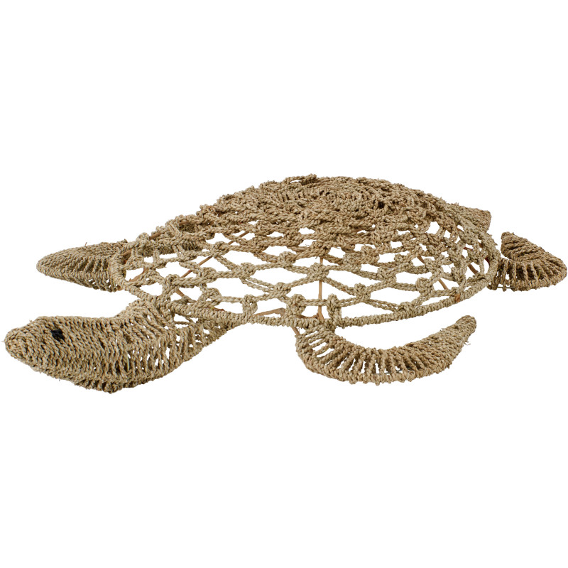 Grande Décoration murale bord de mer Tortue H 110 cm Jonc de mer Naturel Chelonia 