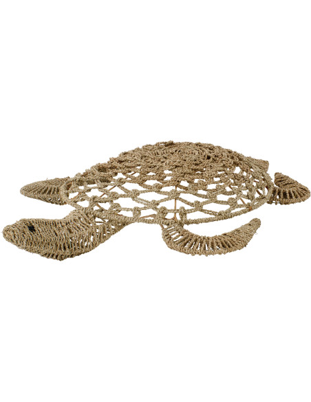 Grande Décoration murale bord de mer Tortue H 110 cm Jonc de mer Naturel Chelonia 