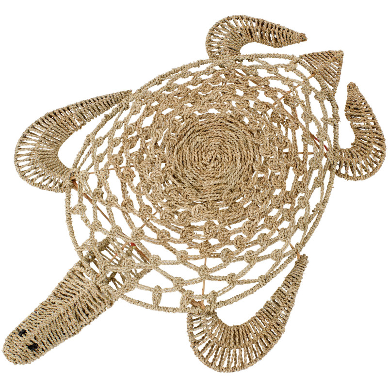 Grande Décoration murale bord de mer Tortue H 110 cm Jonc de mer Naturel Chelonia 