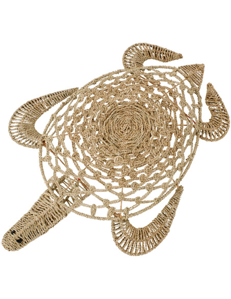 Grande Décoration murale bord de mer Tortue H 110 cm Jonc de mer Naturel Chelonia 