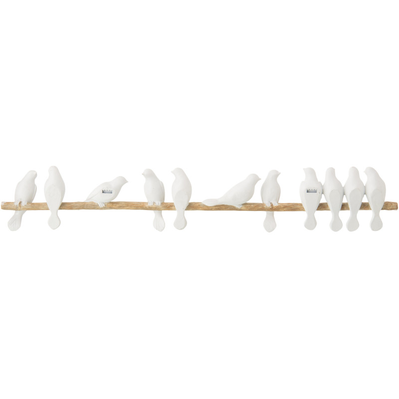 Grande Décoration à poser Oiseaux sur branche 87 cm Résine Blanc Marron Lilly 