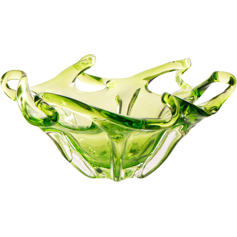 Grande Coupe décorative design Organique 36 cm Verre Vert Serena 