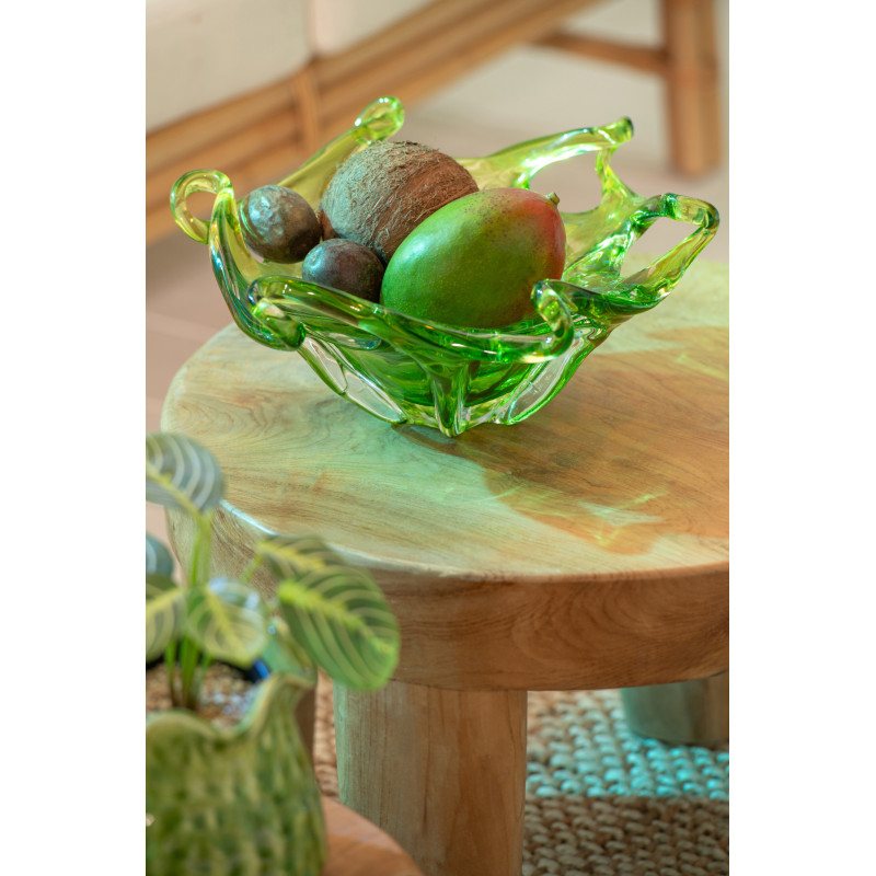 Grande Coupe décorative design Organique 36 cm Verre Vert Serena 