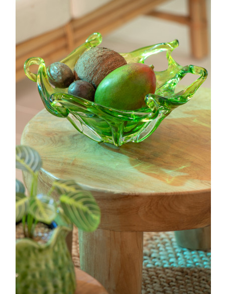 Grande Coupe décorative design Organique 36 cm Verre Vert Serena 