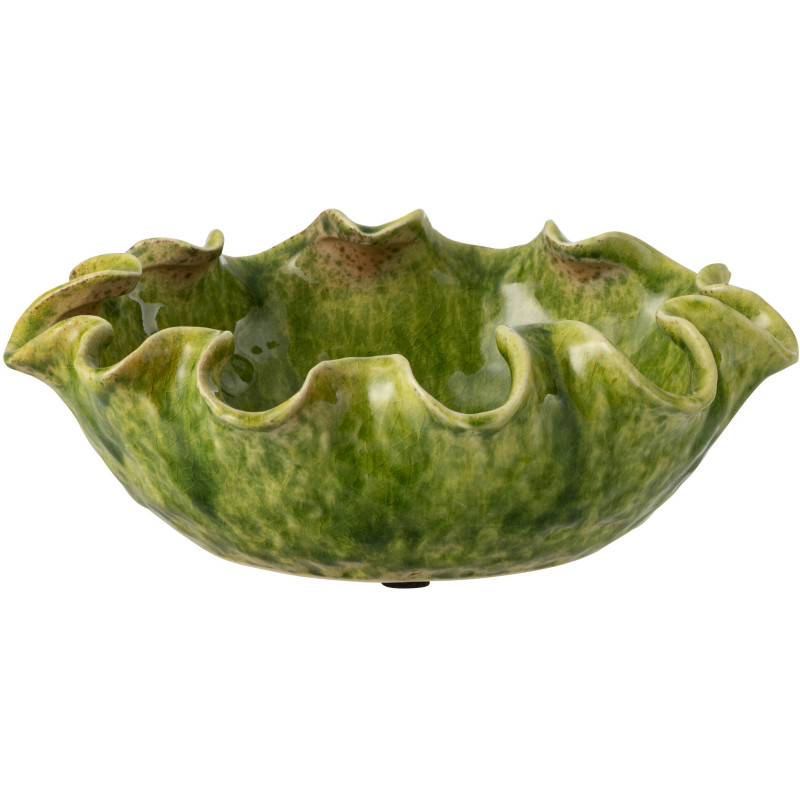 Grande Coupe déco irrégulier rustique chic 33 cm Argile Vert Ronny 