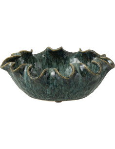 Grande Coupe déco irrégulier rustique chic 33 cm Argile Bleu Ronny 