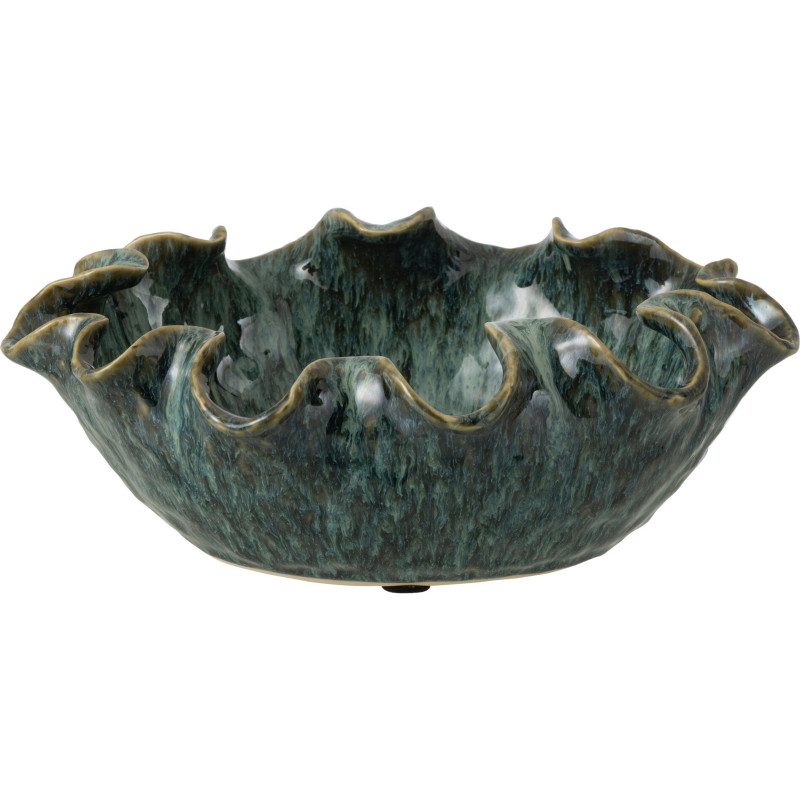 Grande Coupe déco irrégulier rustique chic 33 cm Argile Bleu Ronny 