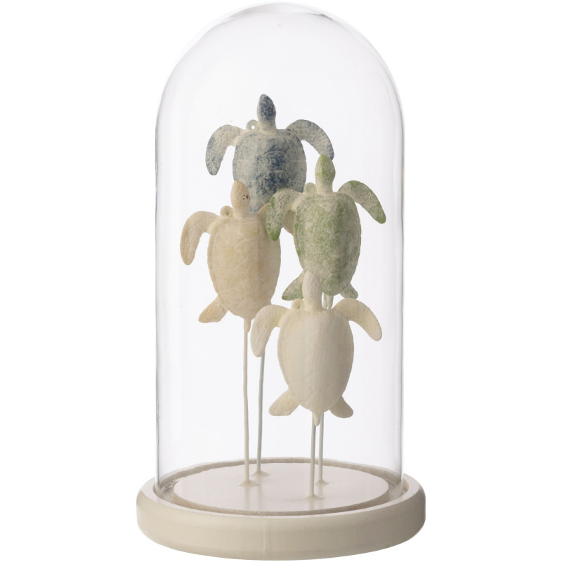 Grande Cloche déco bord de mer Tortues H 26 cm Verre Transparent Résine Turtua 