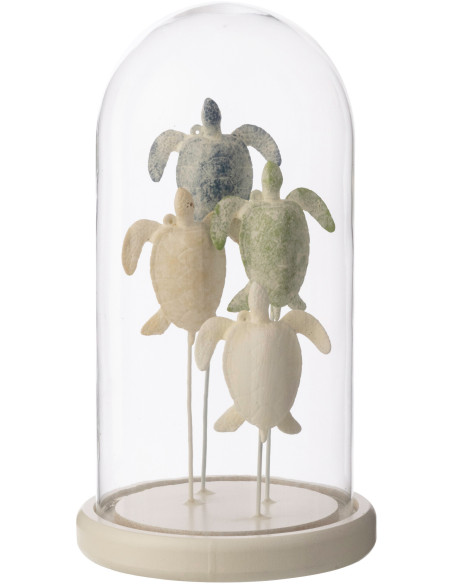 Grande Cloche déco bord de mer Tortues H 26 cm Verre Transparent Résine Turtua 