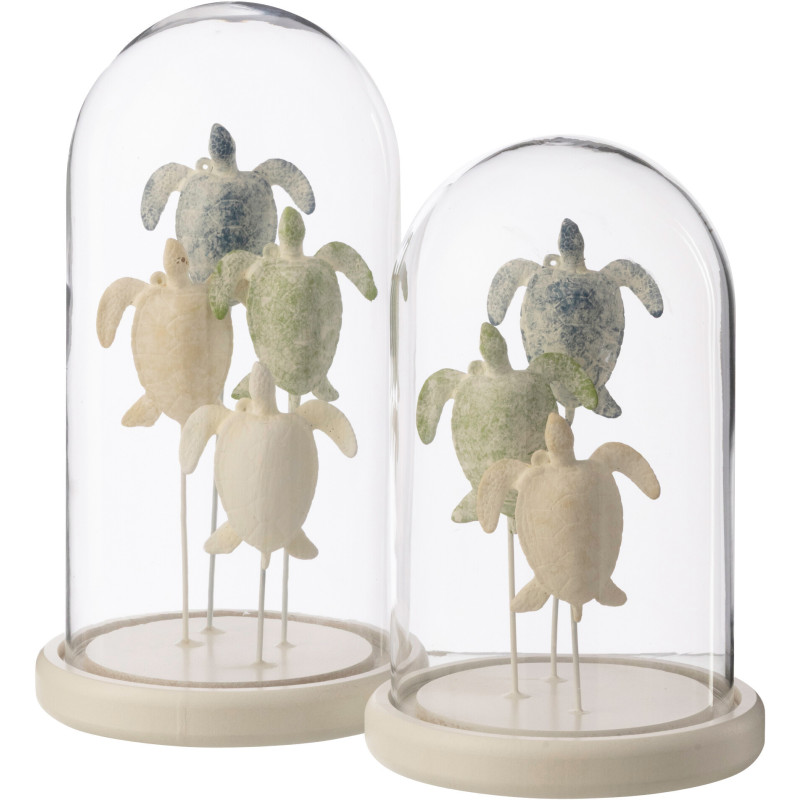 Grande Cloche déco bord de mer Tortues H 26 cm Verre Transparent Résine Turtua 