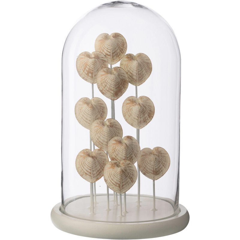 Grande Cloche déco bord de mer Coquillages H 38 cm Verre Transparent Résine Beige Playana 
