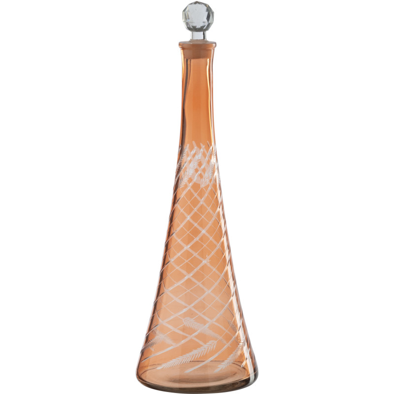 Grande Carafe bohème chic H 43 cm Verre Orange Motif végétal Ambrazia 